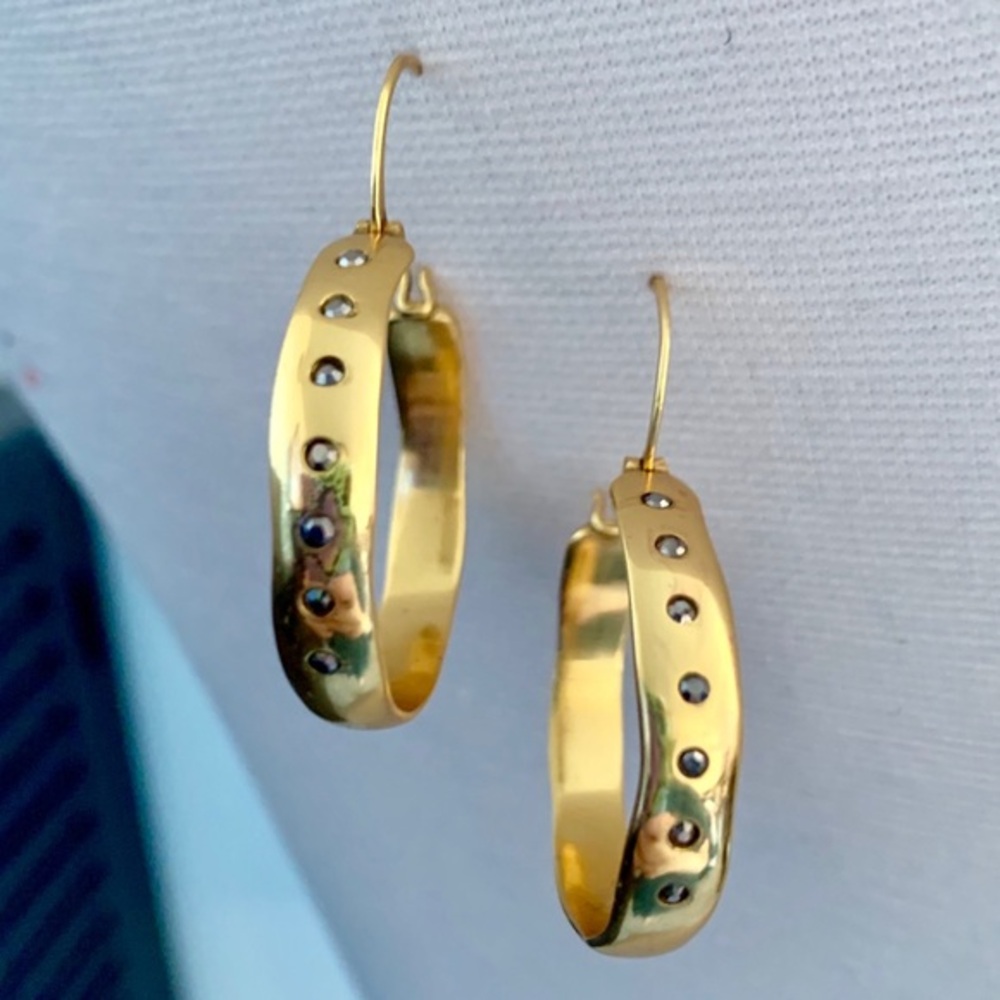 Gold Hematite Hoops